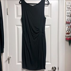 Ann Taylor sleeveless black ruched knit dress size 10